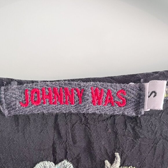 Johnny Was Black Multi Floral Embroidered Cupra Rayon V-Neck Tunic Mini Dress S - Picture 6 of 7